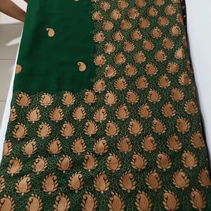 Green Wedding & Festival Designer Saree With Blous