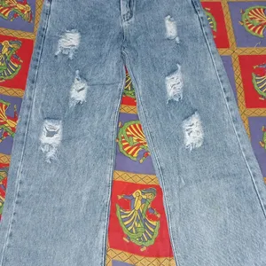 Mid-rise Distress Straight Leg Jeans