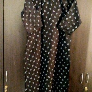 Black Cotton Printed Kurti