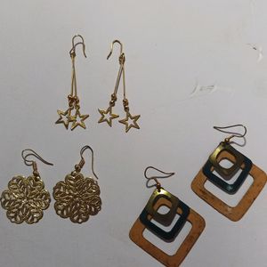 3 set golden earrings combo