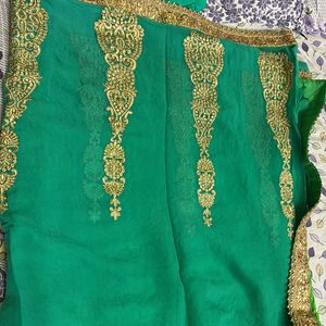 2 Shaded Saree Green