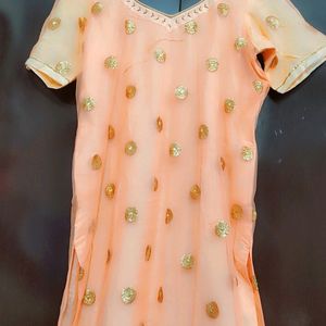 Peach Color Suit & Skirt With Dupatta 40 Bust