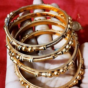 Beautiful Golden Metal Bangle Set For Wedding