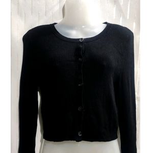 Black Crop Cardigan Sweater For women's