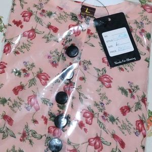 Floral Long Kurthi With Flares