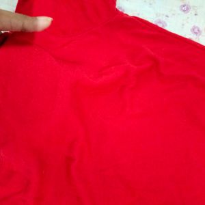 Red High neck Half Sleeve Top