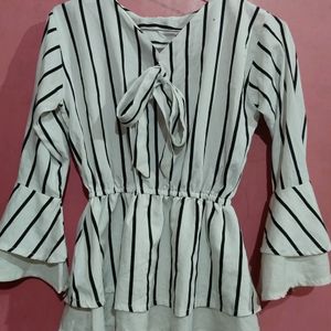 White And Black Stripped Top