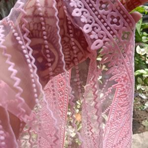 Pink Anarkali With Belt & Dupatta