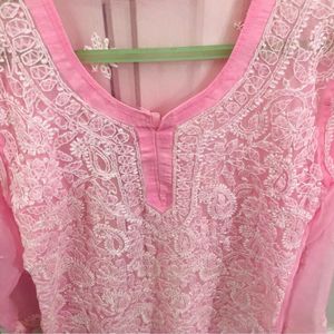 Pink Chikankari Kurta