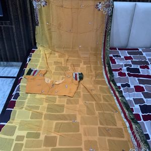 Mustard Partywear Saree