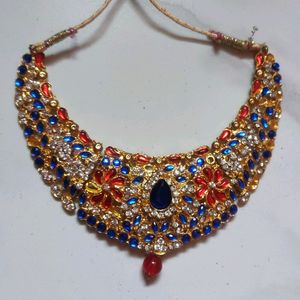 A Gorgeous Blue And Red Stone Work Necklace