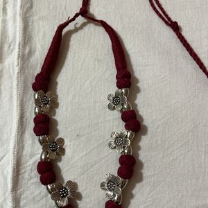 Homemade Necklace With Rose Theme Earrings