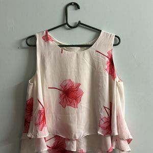 Off White Floral A Line Top