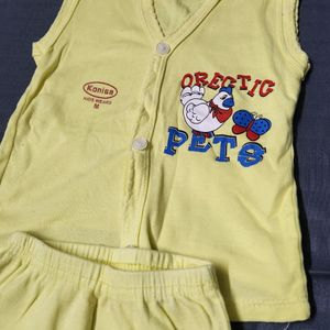 Yellow Terno Vest And Shorts Kids Wear