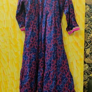 Indigo Anarkali Kurti xL Size Pure Cotton