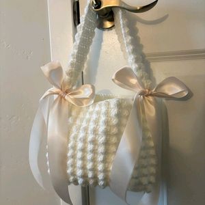 Crochet Ribbon Popcorn Bag