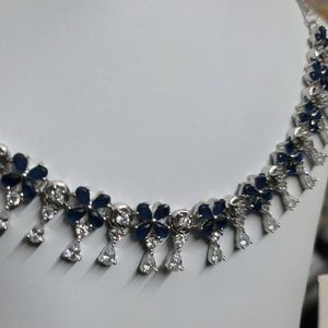 Sapphire With Ad Stones Necklace Set