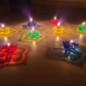 Colorful 3D Reflection Diya (Set Of 12)