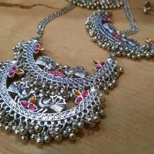 Samridhi DC Pink Orange Mayur Kundan Set