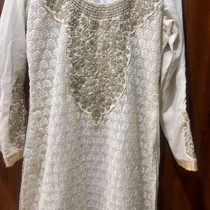 Cream Embroided kurti