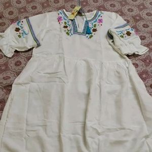 Beautiful Off White Embroidery Dress For Women