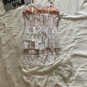 Sexy Nude  Lace Mini Dress