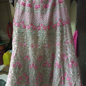 pink fully embroidery work lehenga