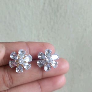 White Diamond Finish Earrings