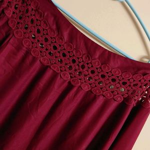 XXL Maroon Top with Cut-outs