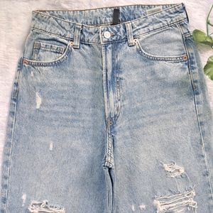 H&M Ripped Wide Leg Jeans