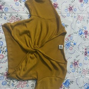 Mustard Crop Top Medium Size 34 36 38 Adjustable