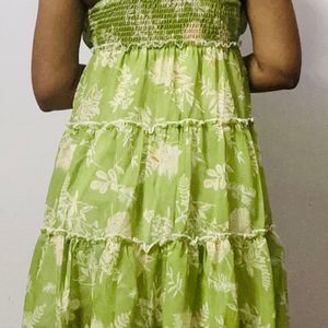 Green Ruffle A Line Dress