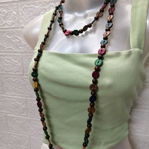 Three-Lined Wooden Beads Jewelry Necklace