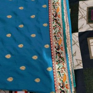 Beautiful Heavy Party Wear Saree With Stitched B