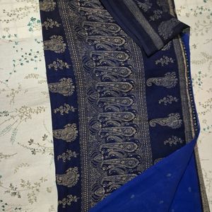 Navy Blue Chiffon Saree