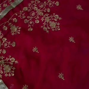 Mazenta Color Chinon Dupatta