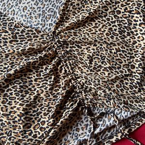 Shein Leopard Drawstring Top