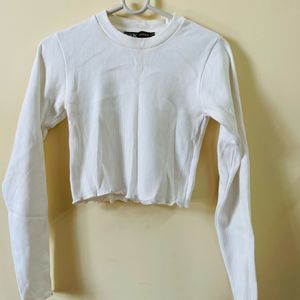 White Long Sleeve Crop Top