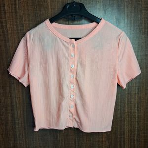 URBANIC Pink Ribbed Top