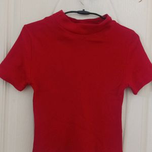 Red Rib Fit Top