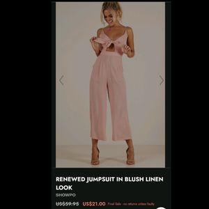 Pink Tie Up Jumpsuit