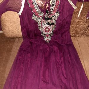 Beautiful Embroidered Anarkali Suit With Bottom And Dupatta