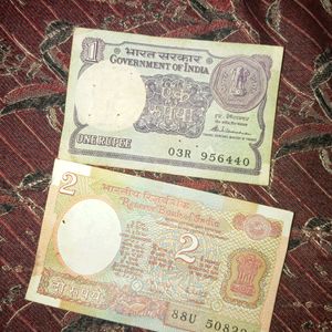 Very Rare One & Two Rupee A Series Notes