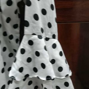 White Beautiful Top With Black Dots