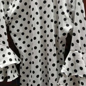 White Beautiful Top With Black Dots