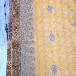 Haldi Saree With Golden Blouse