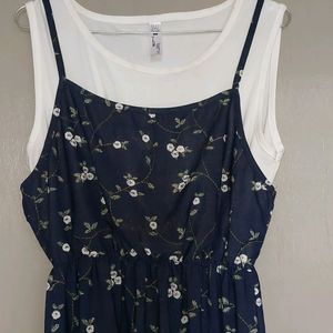 Flared Floral Dress (Two In One)