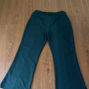 Green Bootcut Ribbed Trousers