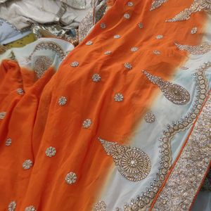 Beautiful Orange Colour Georgette Saree