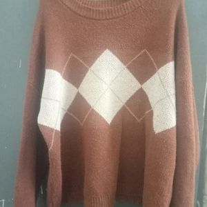 Pinterest Brown Argyle Sweater Oversized